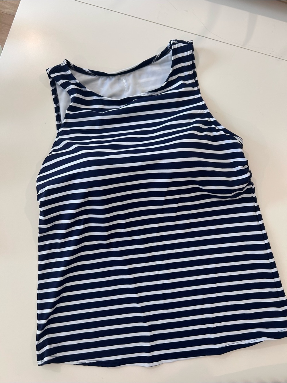 Lands End Navy Stripe Skirted Swimsuit Sz 14 - Picture 2 of 6